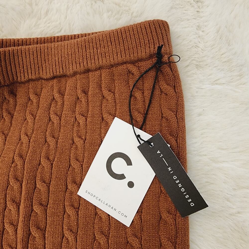 NWT Callahan Revolve Winona Cable Knit Sweater Shorts Root Beer Brown L - Picture 6 of 9
